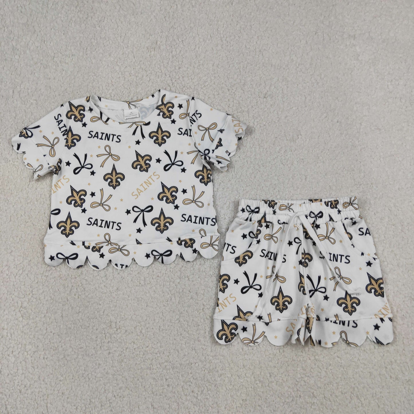 Sibling Baby Girls Bows LSU Tigers Team Clothes Sets Polo Shirt Yoga Active Knee Length Dress Butterfly Shorts