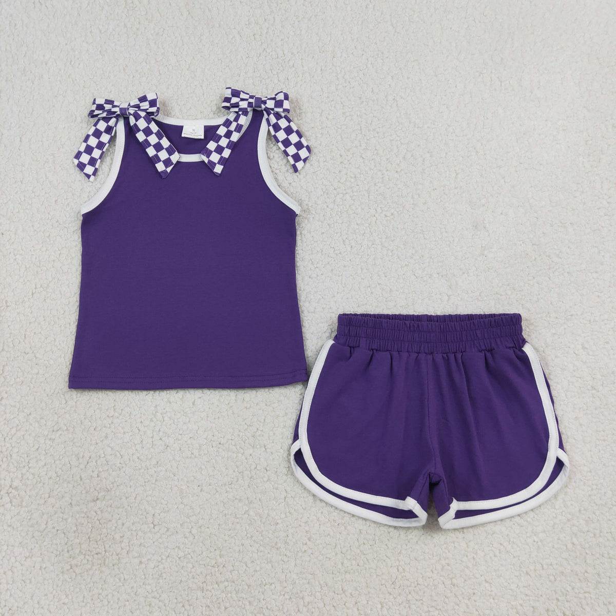 Sibling Baby Girls Cotton Bows Sleeveless Top Short Clothes Sets