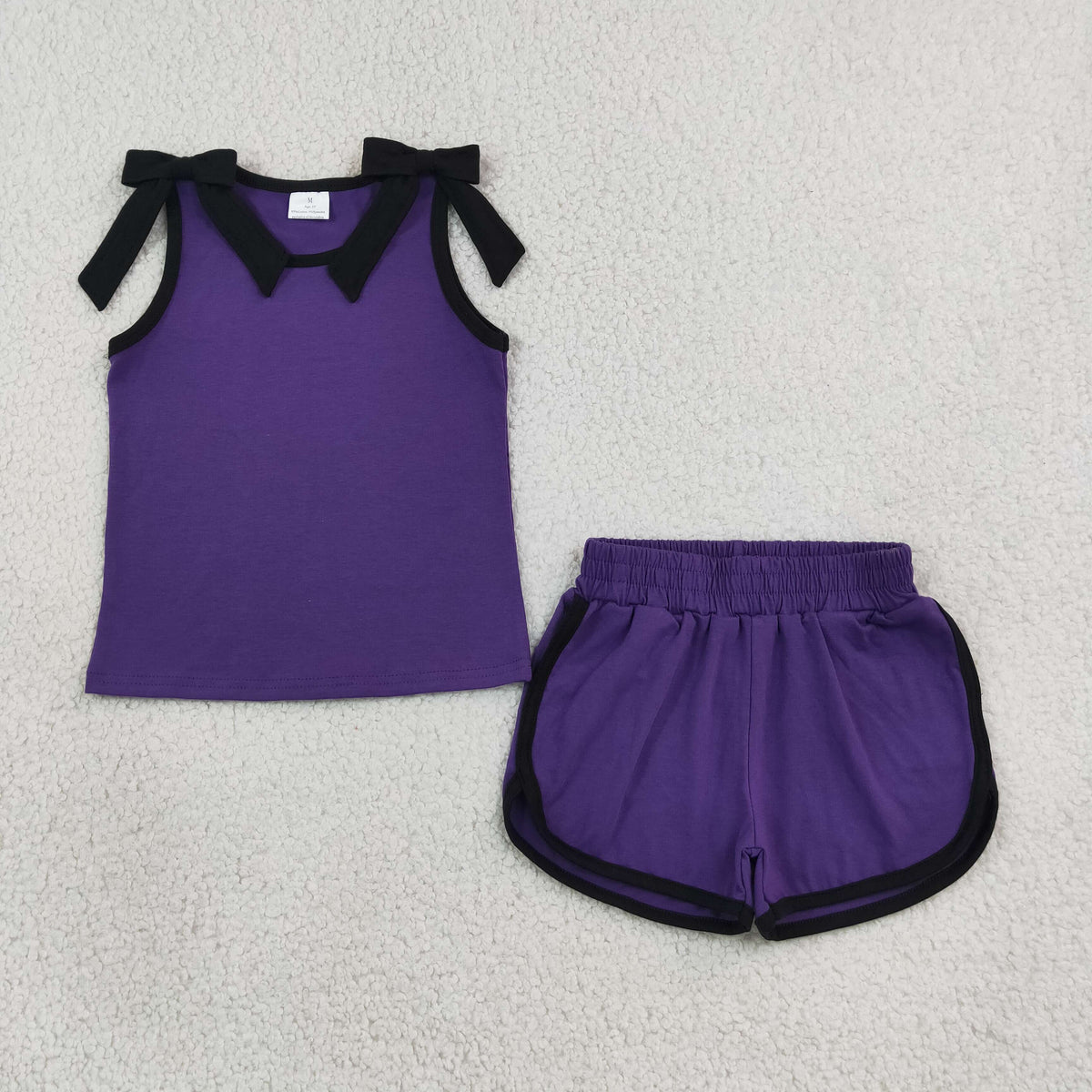 Sibling Baby Girls Cotton Bows Sleeveless Top Short Clothes Sets