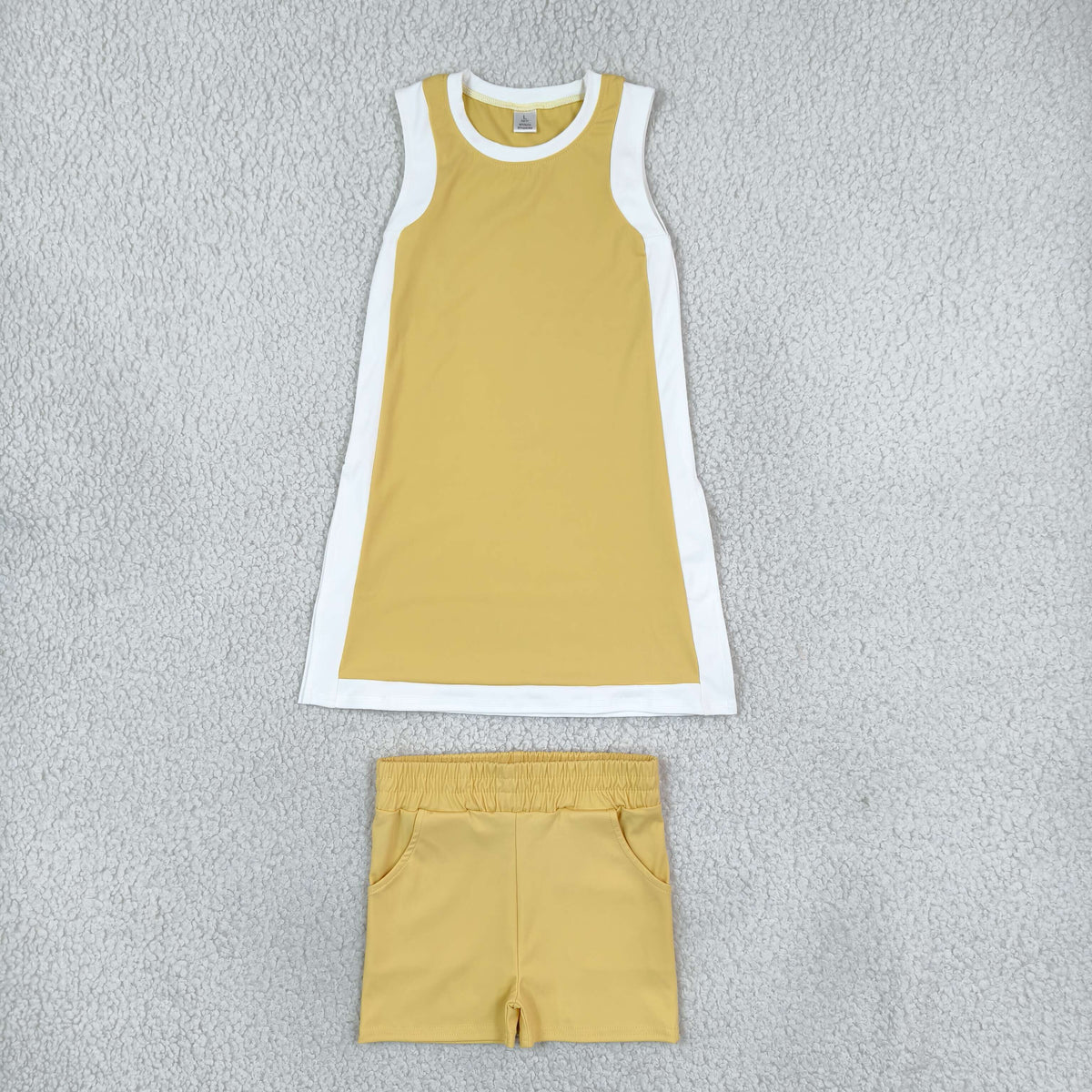 Sibling Baby Girls Sleeveless Split Dress Tunic Pockets Shorts Yoga Active Clothes Sets