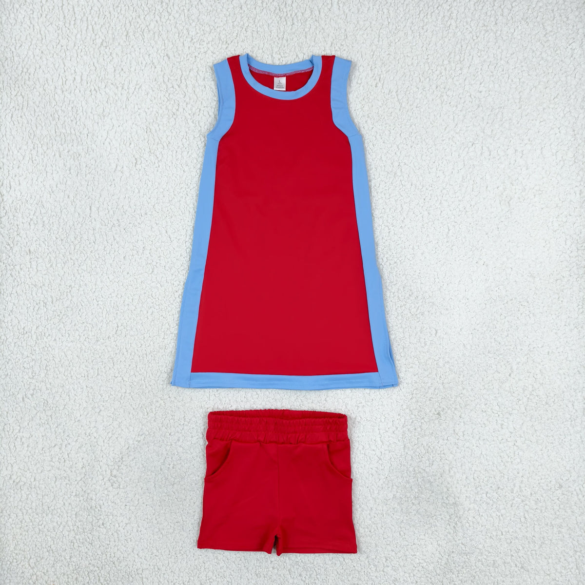 Sibling Baby Girls Sleeveless Split Dress Tunic Pockets Shorts Yoga Active Clothes Sets