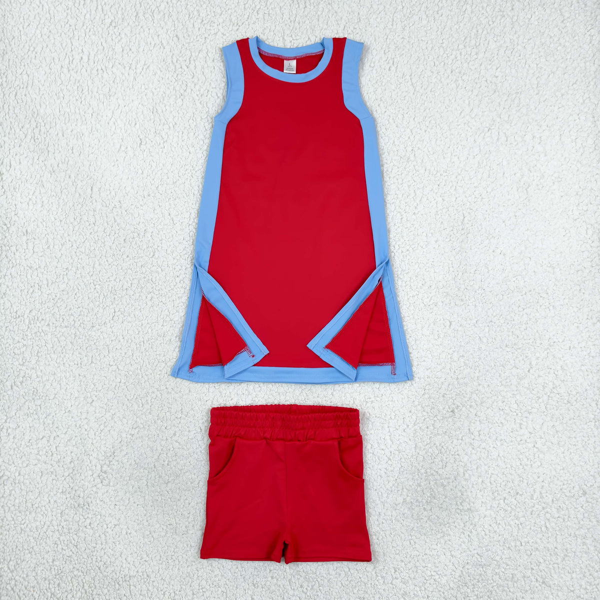 Sibling Baby Girls Sleeveless Split Dress Tunic Pockets Shorts Yoga Active Clothes Sets