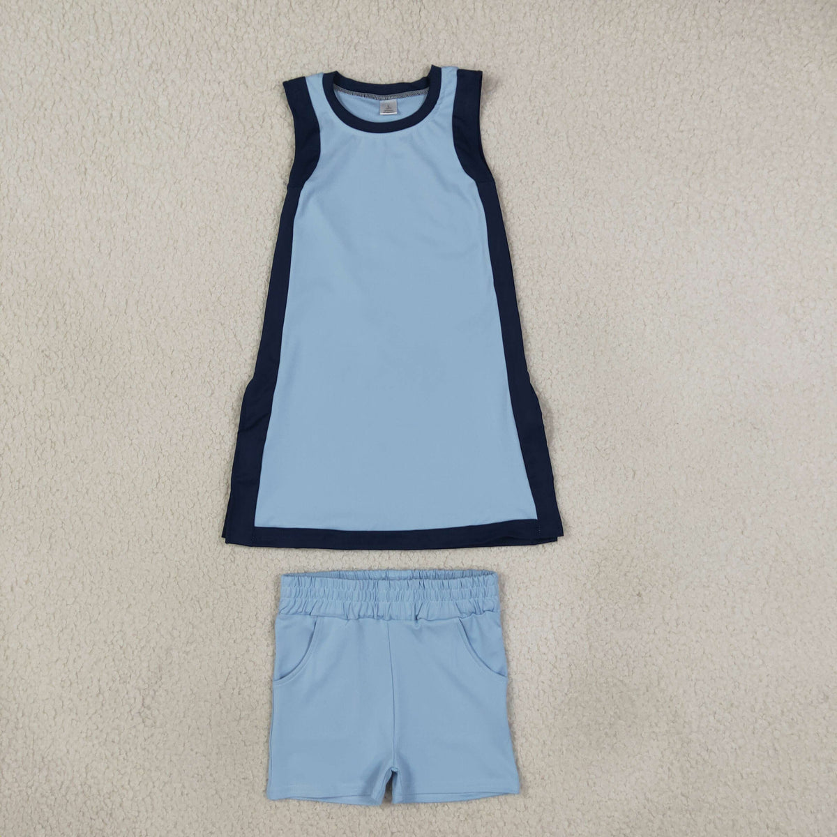 Sibling Baby Girls Sleeveless Split Dress Tunic Pockets Shorts Yoga Active Clothes Sets