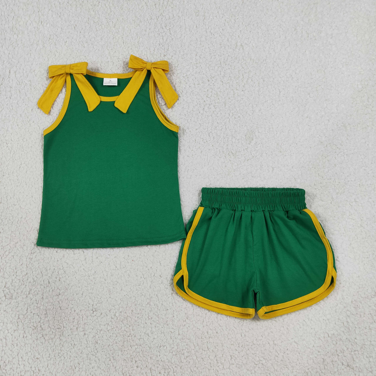Sibling Baby Girls Cotton Bows Sleeveless Top Short Clothes Sets