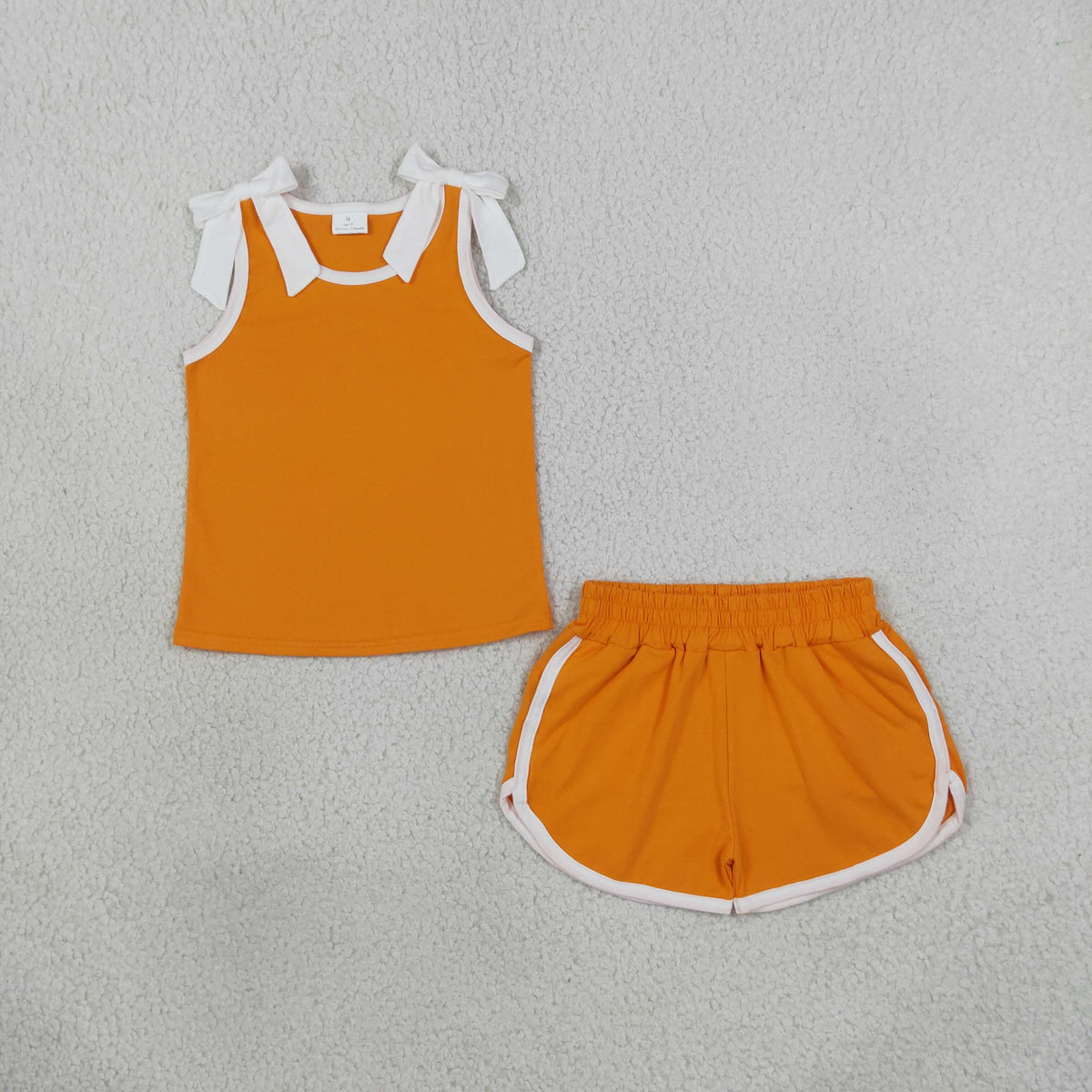 Sibling Baby Girls Cotton Bows Sleeveless Top Short Clothes Sets