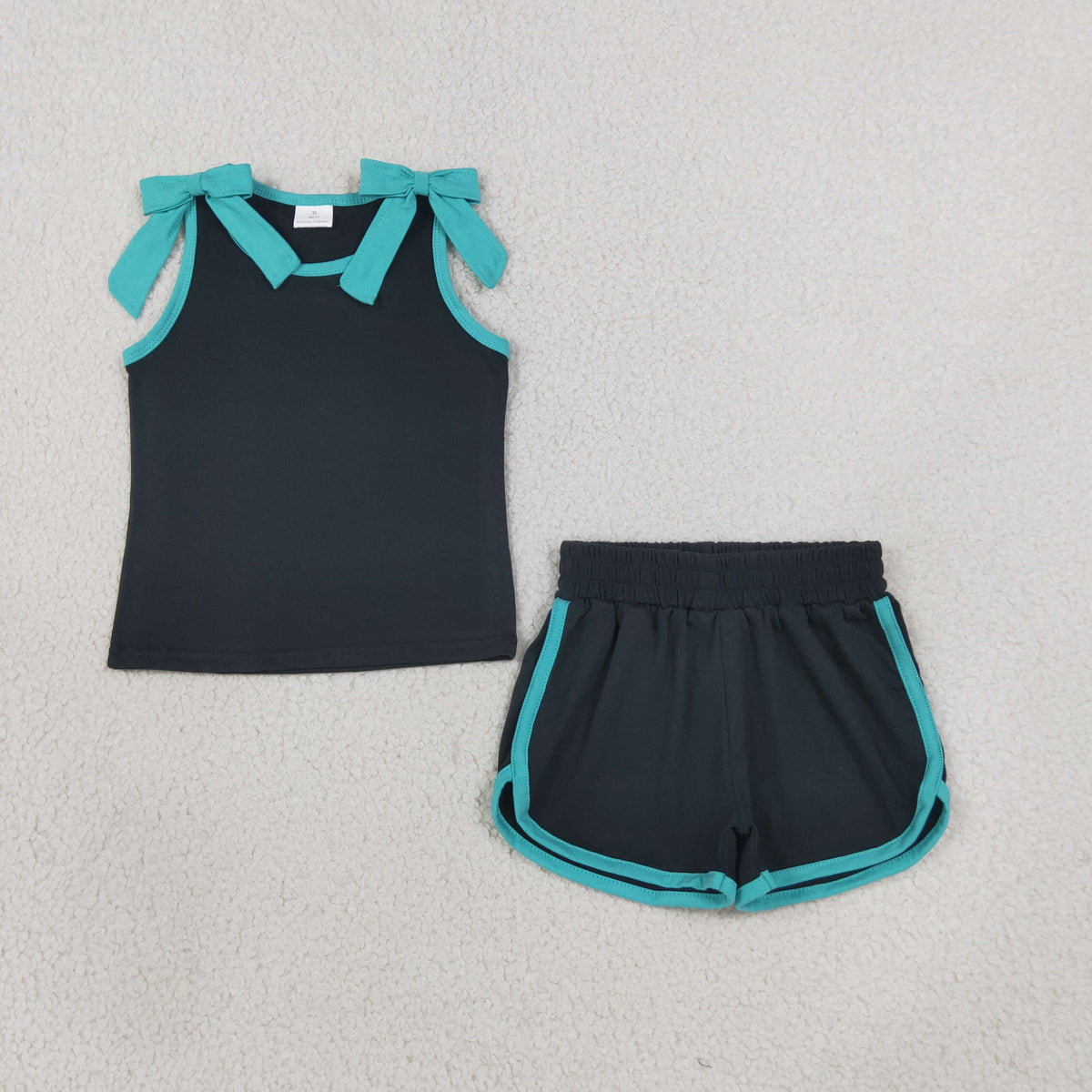 Sibling Baby Girls Cotton Bows Sleeveless Top Short Clothes Sets