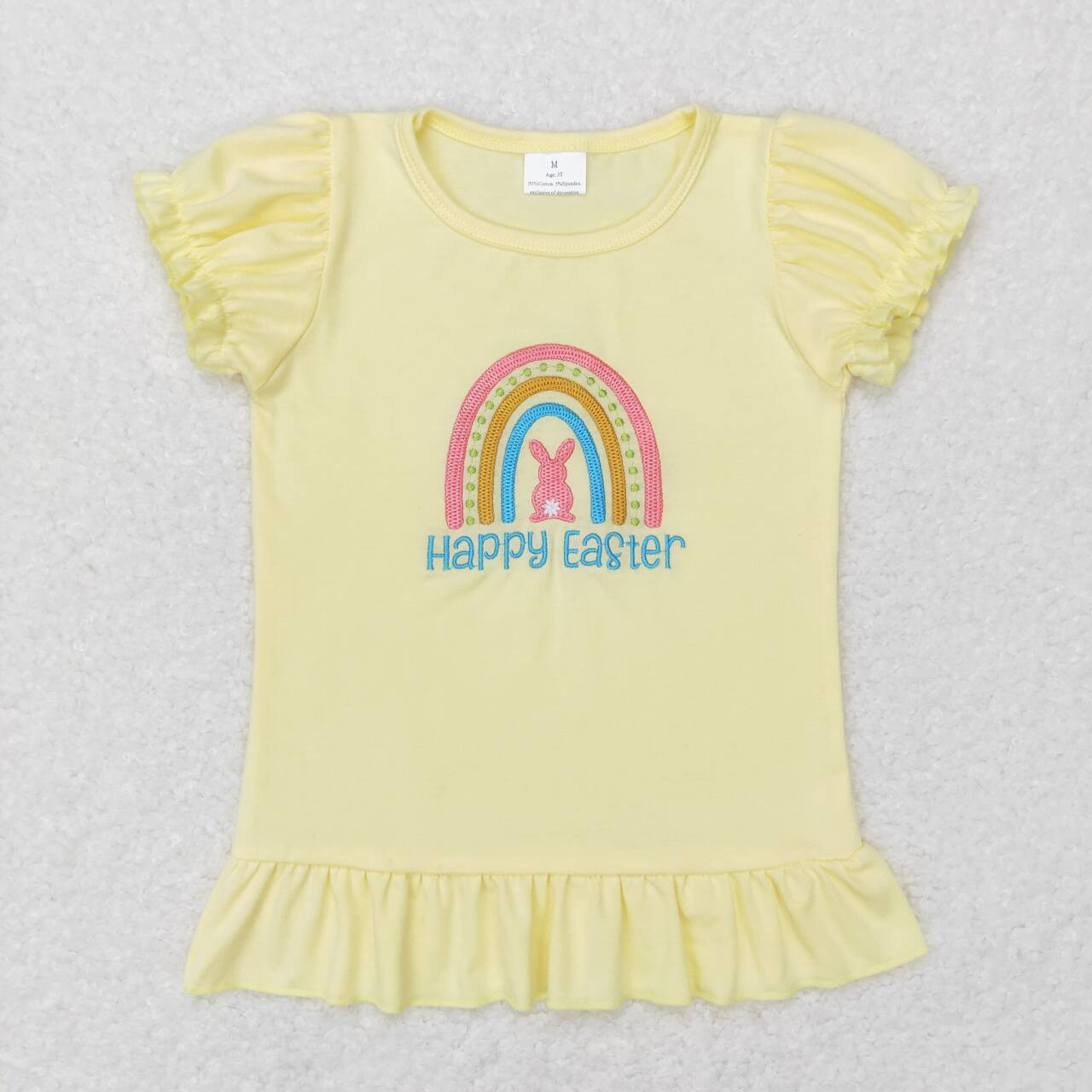 Sibling Baby Boys Girls Embroidery Eggs Rabbits Cross Easter Tee Shirts Top