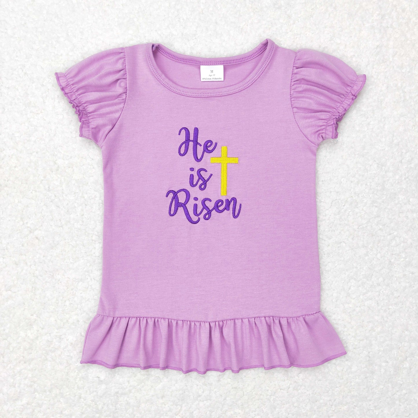 Sibling Baby Boys Girls Embroidery Eggs Rabbits Cross Easter Tee Shirts Top