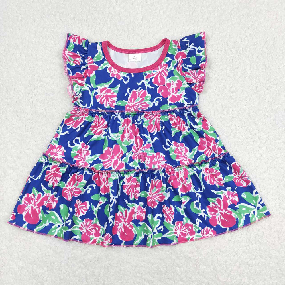Sibling Baby Girls Flowers Bows Plaid Tee Shirts Top