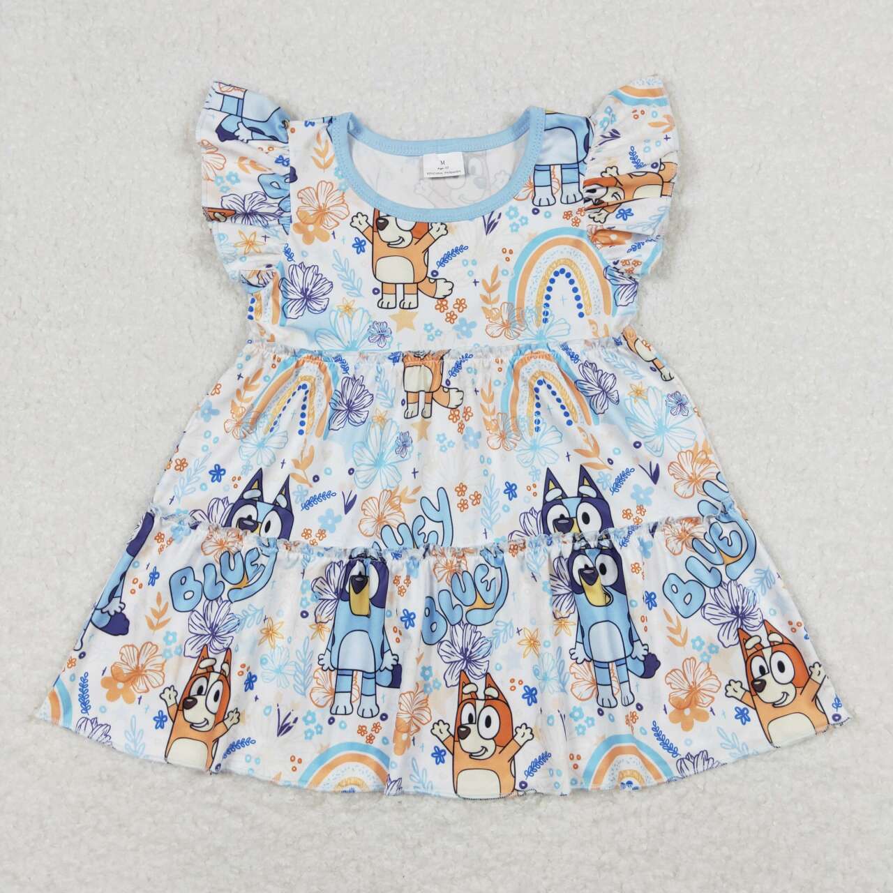 Sibling Baby Girls Flowers Flutter Sleeve Patchwork T-shirts Top