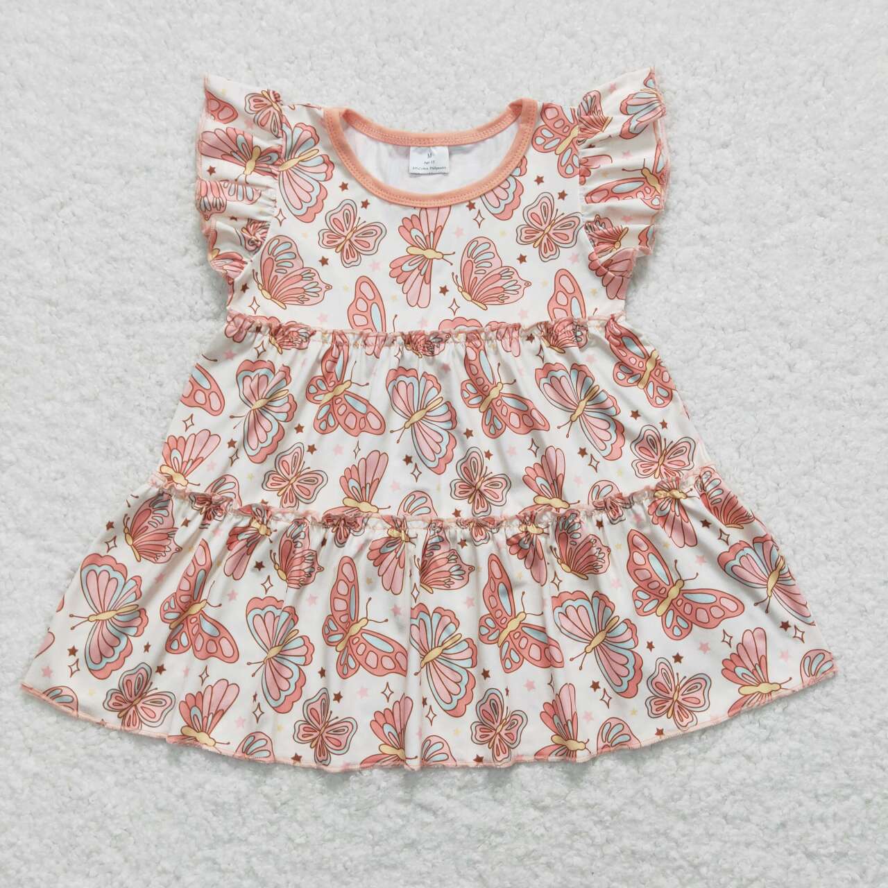 Sibling Baby Girls Flowers Flutter Sleeve Patchwork T-shirts Top