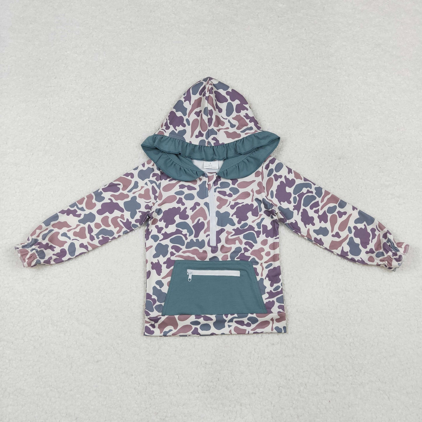 Sibling Baby Kids Southern Lavender Camo Polo Zip Pocket Hoodies Leggings