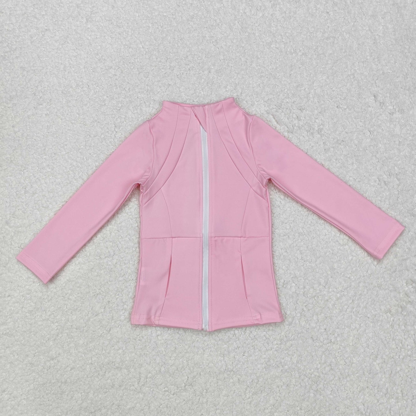 GT0683 Baby Girls Light Pink Long Sleeve Pockets Zipper Yoga Active Jackets Top