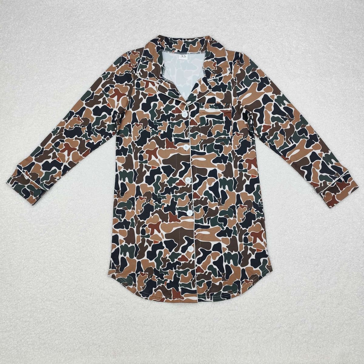 Mama and Me Girls Dark Brown Camo Long Sleeves Button Tops Pants Pajamas Clothes Sets