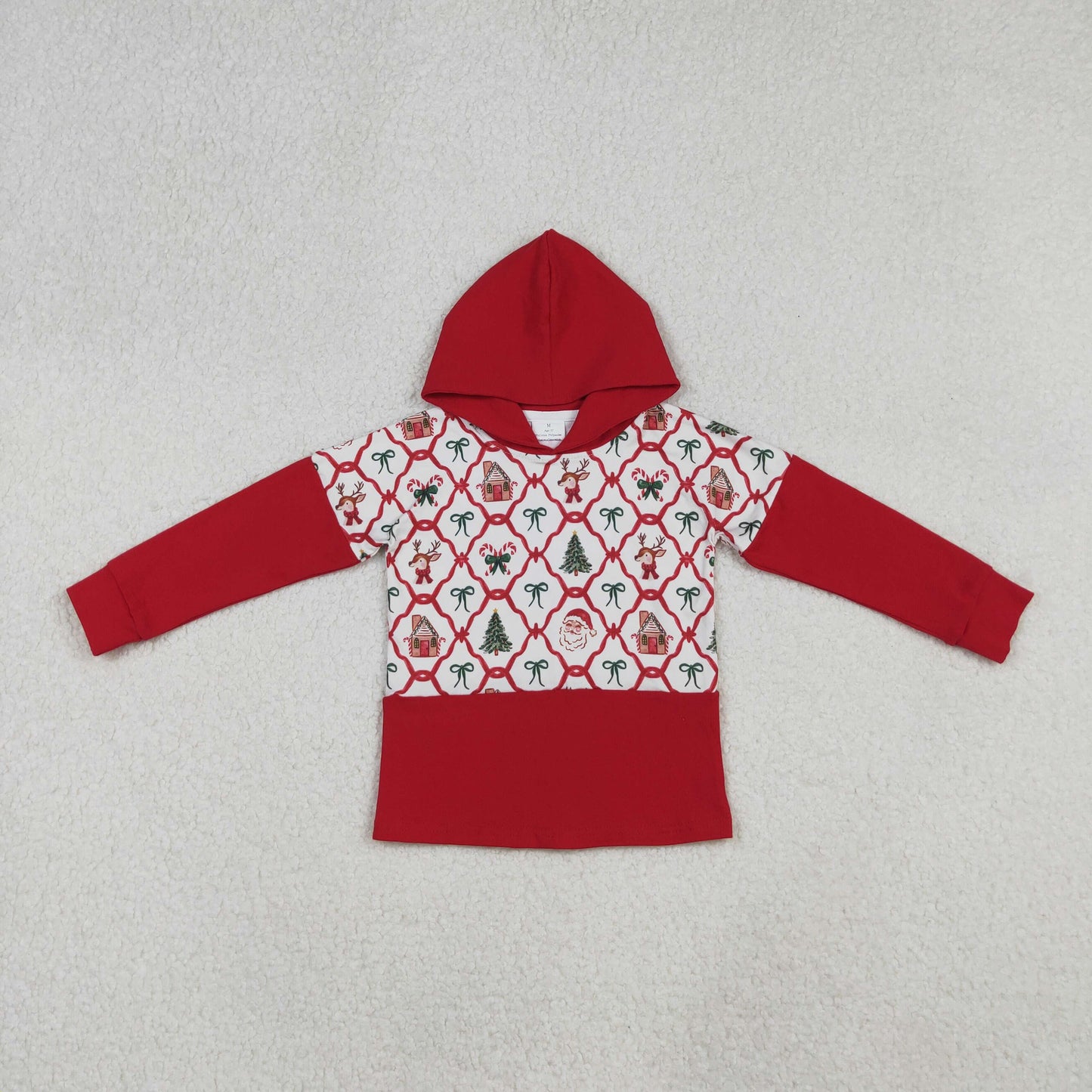 Family Sibling Baby Kids Christmas Red Bows Santa Trees Checked Clothes Sets Rompers Blanked
