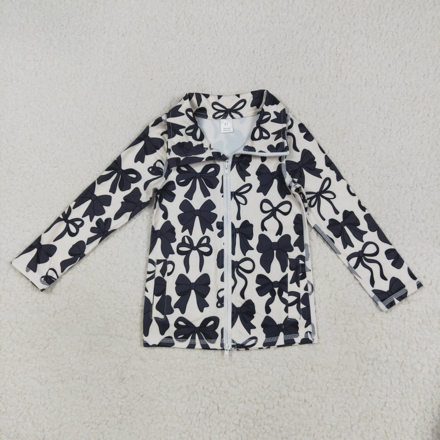 Sibling Baby Girls Flowers Bows Pockets Zipper Yoga Active Pullovers Top