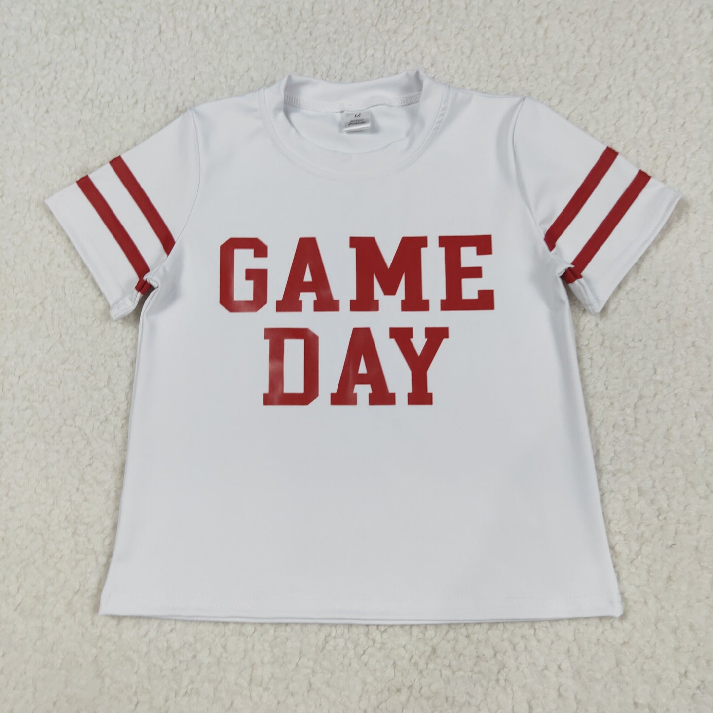 GT1102 Baby Girls Short Sleeve Red Game Day Yoga Active Team T-shirts Top