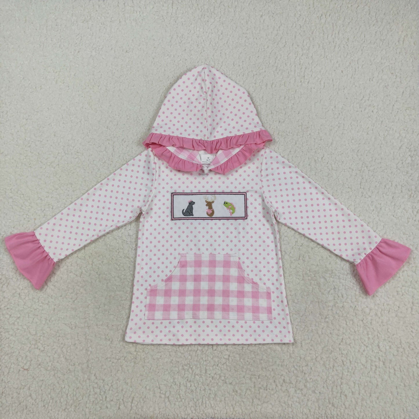 Sibling Baby Kids Camo Embroidery Ducks Dogs Deer Pocket Zip Hunting Hoodies Top