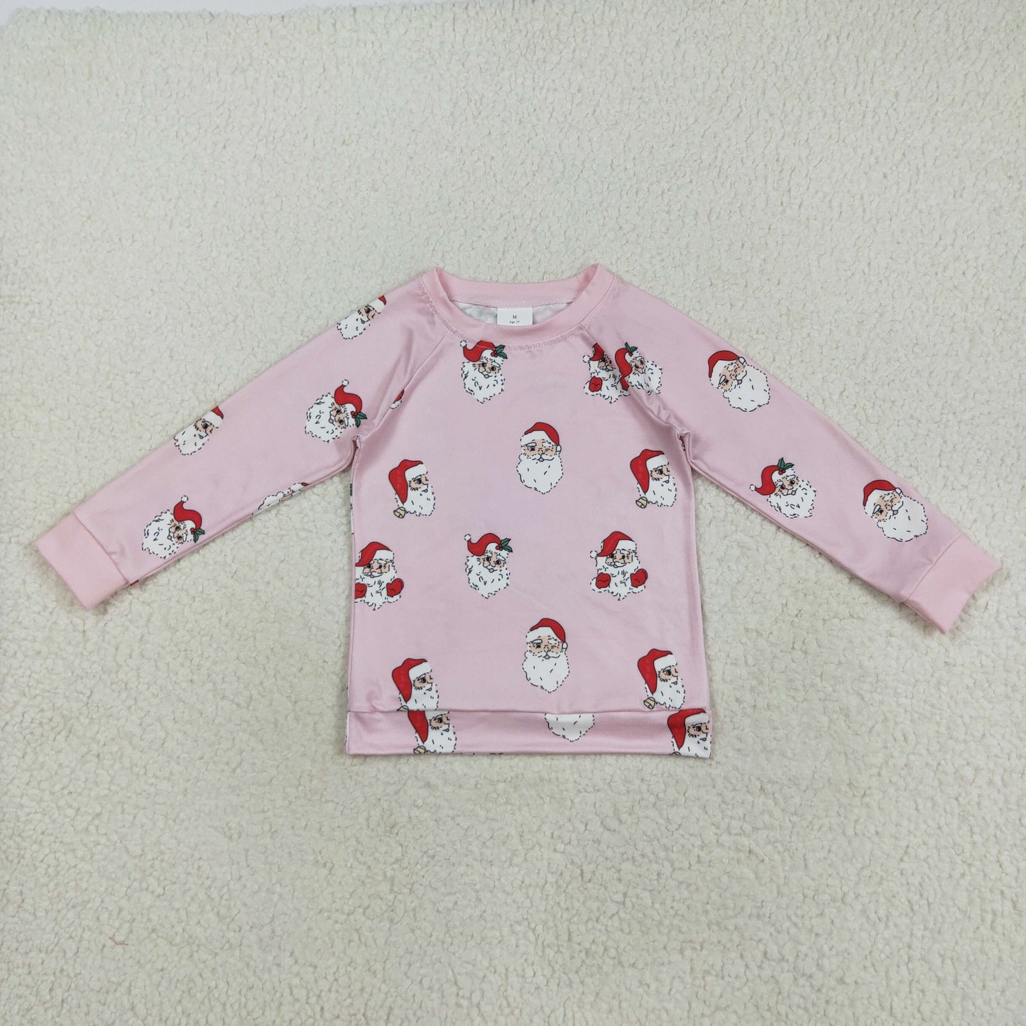 GT1111 Baby Girls Pink Santa Christmas Long Sleeve Tee Shirts Top