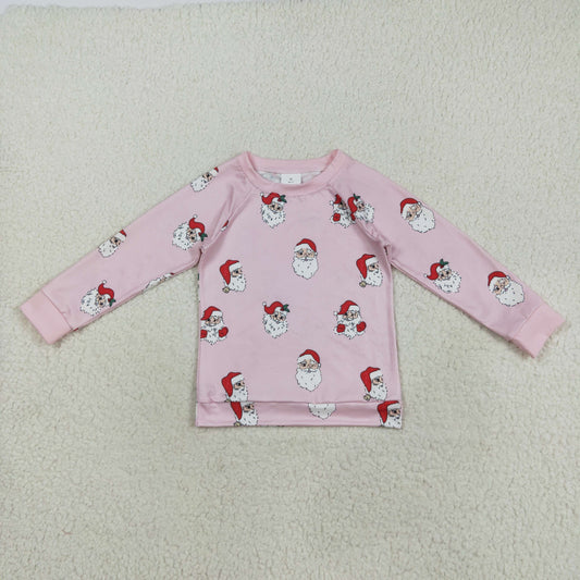 GT1111 Baby Girls Pink Santa Christmas Long Sleeve Tee Shirts Top