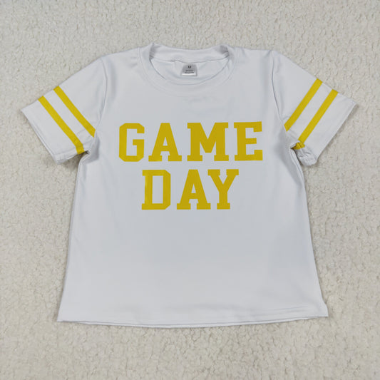 GT1115 Baby Girls Short Sleeve Yellow Game Day Yoga Active Team T-shirts Top