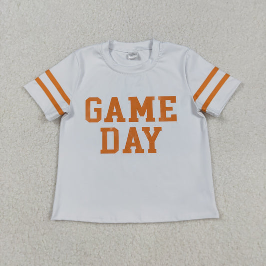 GT1116 Baby Girls Short Sleeve Orange Game Day Yoga Active Team T-shirts Top