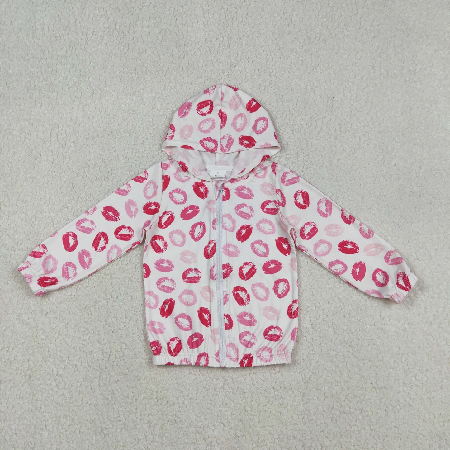 GT1420 Baby Girls Long Sleeve Red Mouses Valentines Zipper Hoodie Jackets Top