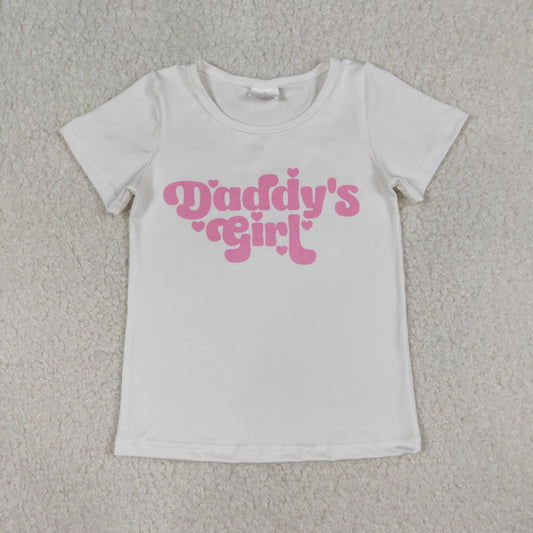 GT1566 Baby Girls Short Sleeve Pink Daddy's Girl T-shirts Top
