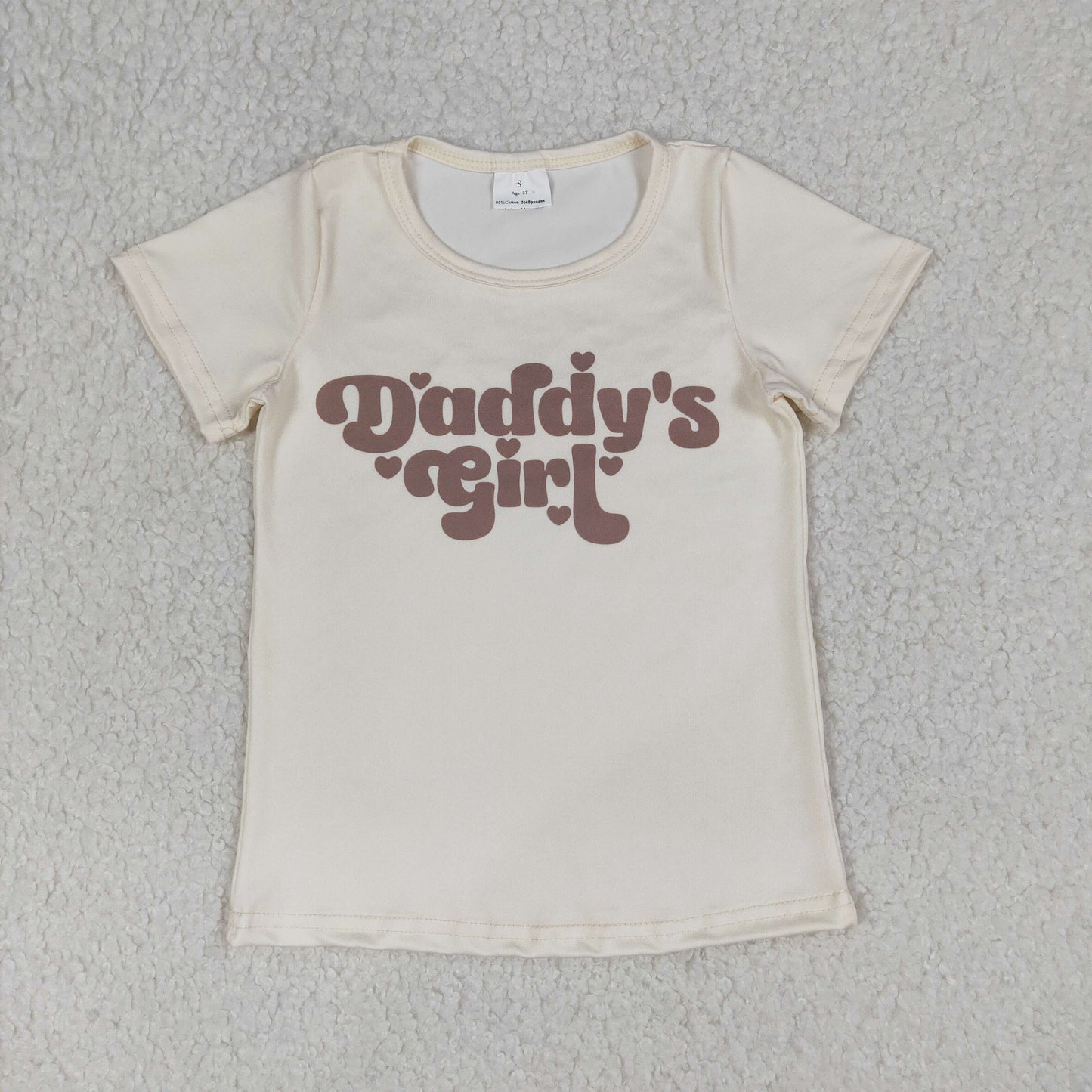 GT1567 Baby Girls Short Sleeve Khaki Daddy's Girl T-shirts Top