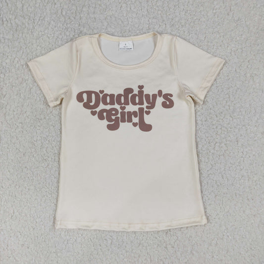 GT1567 Baby Girls Short Sleeve Khaki Daddy's Girl T-shirts Top