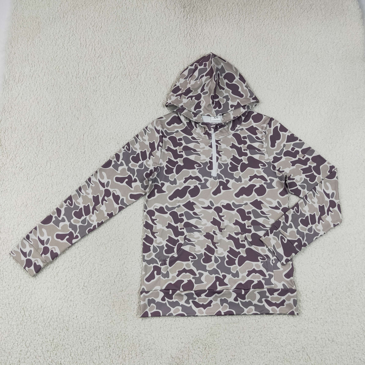 Mama and Me Boys Long Sleeve Southern Camo Zip Pockets Hoodies Top