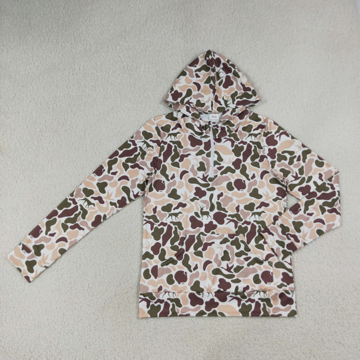 Mama and Me Boys Long Sleeve Southern Camo Zip Pockets Hoodies Top