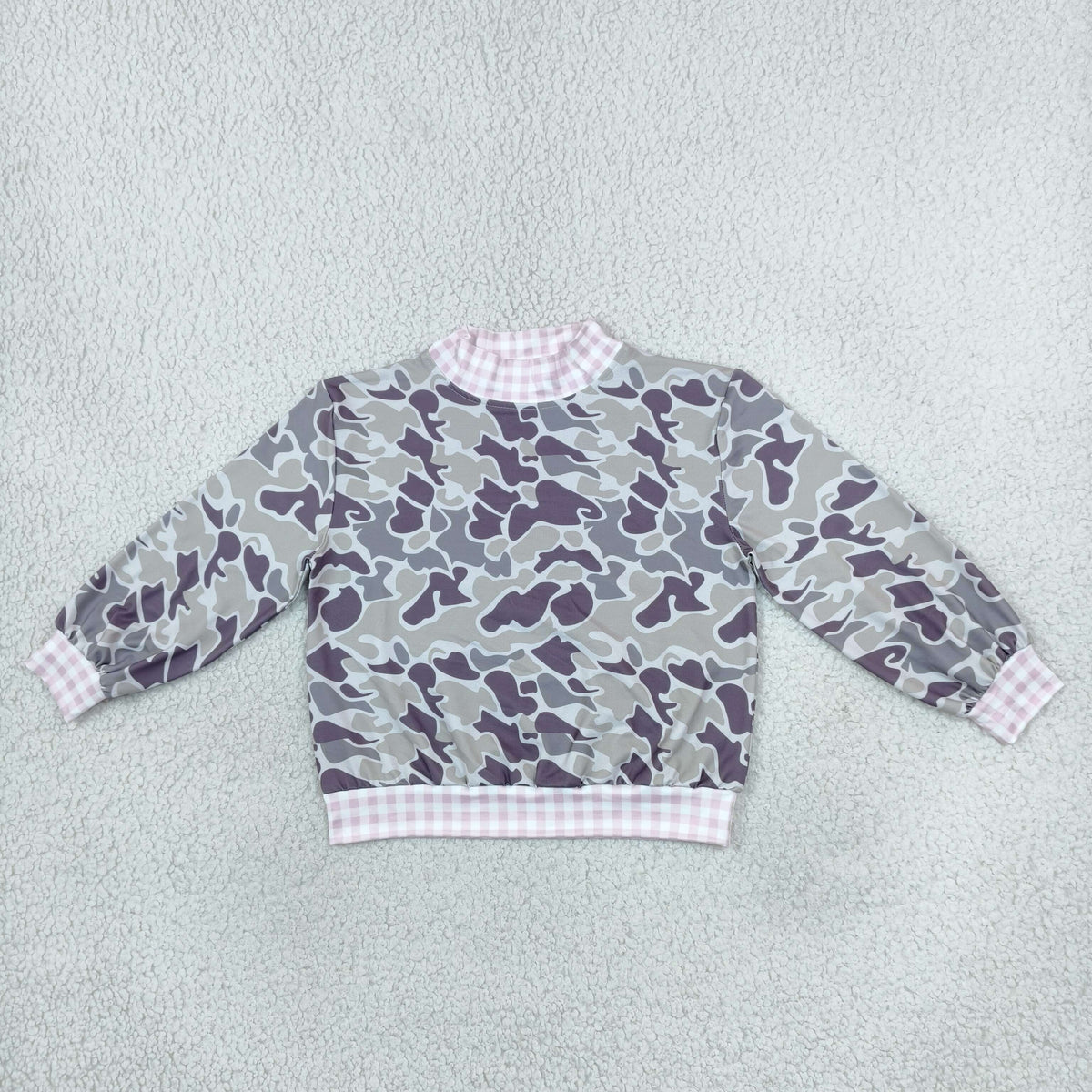 Sibling Baby Boys Girls Long Sleeves Grey Khaki Camo Choker Tops Pants Clothes Sets