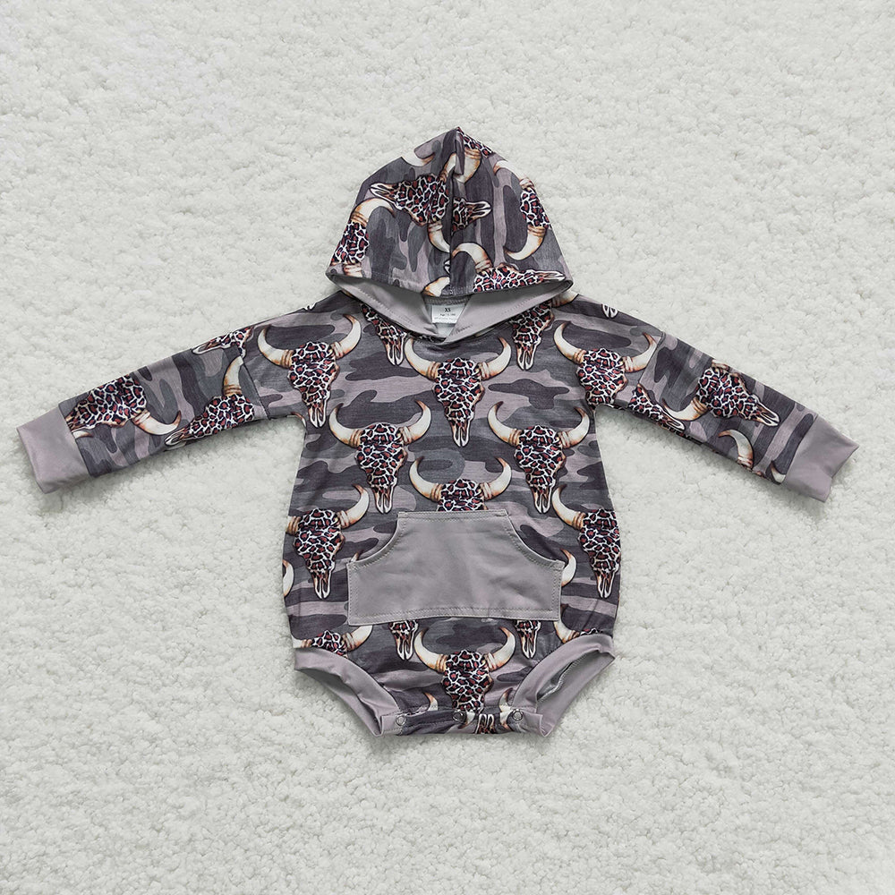 LR0219 baby clothes Cow Leopard hoodies rompers
