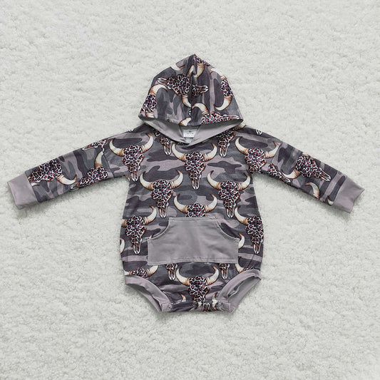 LR0219 baby clothes Cow Leopard hoodies rompers