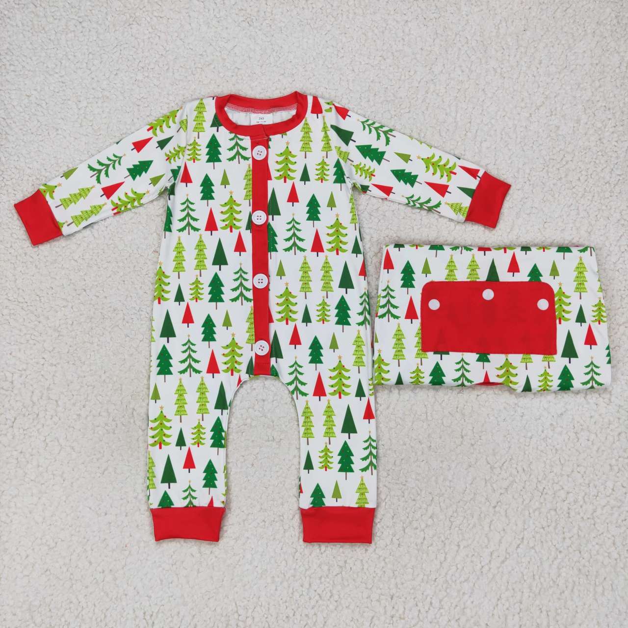 Family Sibling Green Red Trees Button Top Pants Christmas Pajamas Sets Zipper Footie Rompers Women Pants