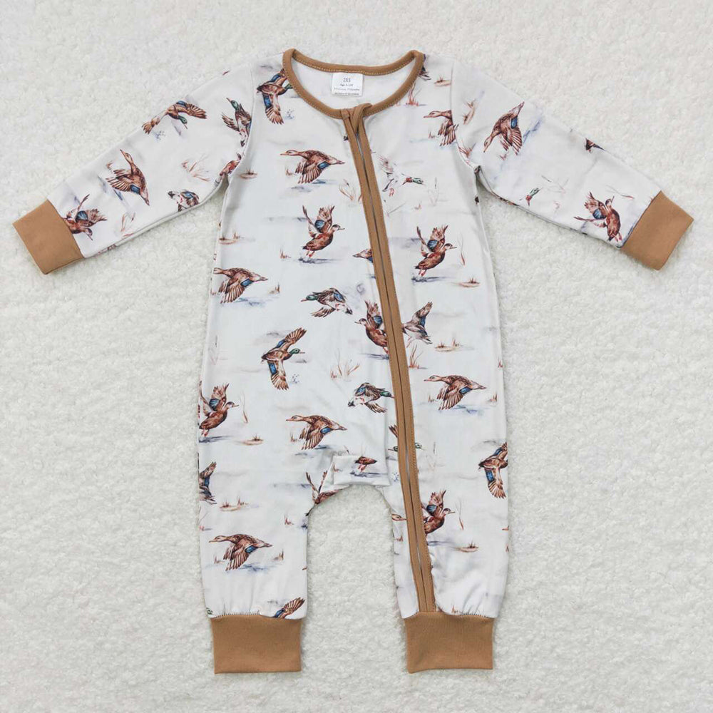 Sibling Baby Boys Long Sleeves Deer Ducks Fishing Camo Hunting Zip Rompers