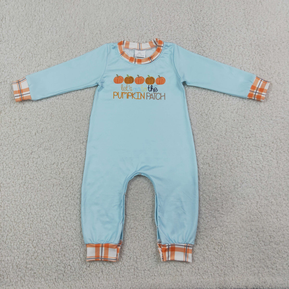 LR1189 Baby Boys Long Sleeve Let's go to the Pumpkins Fall Pant Rompers