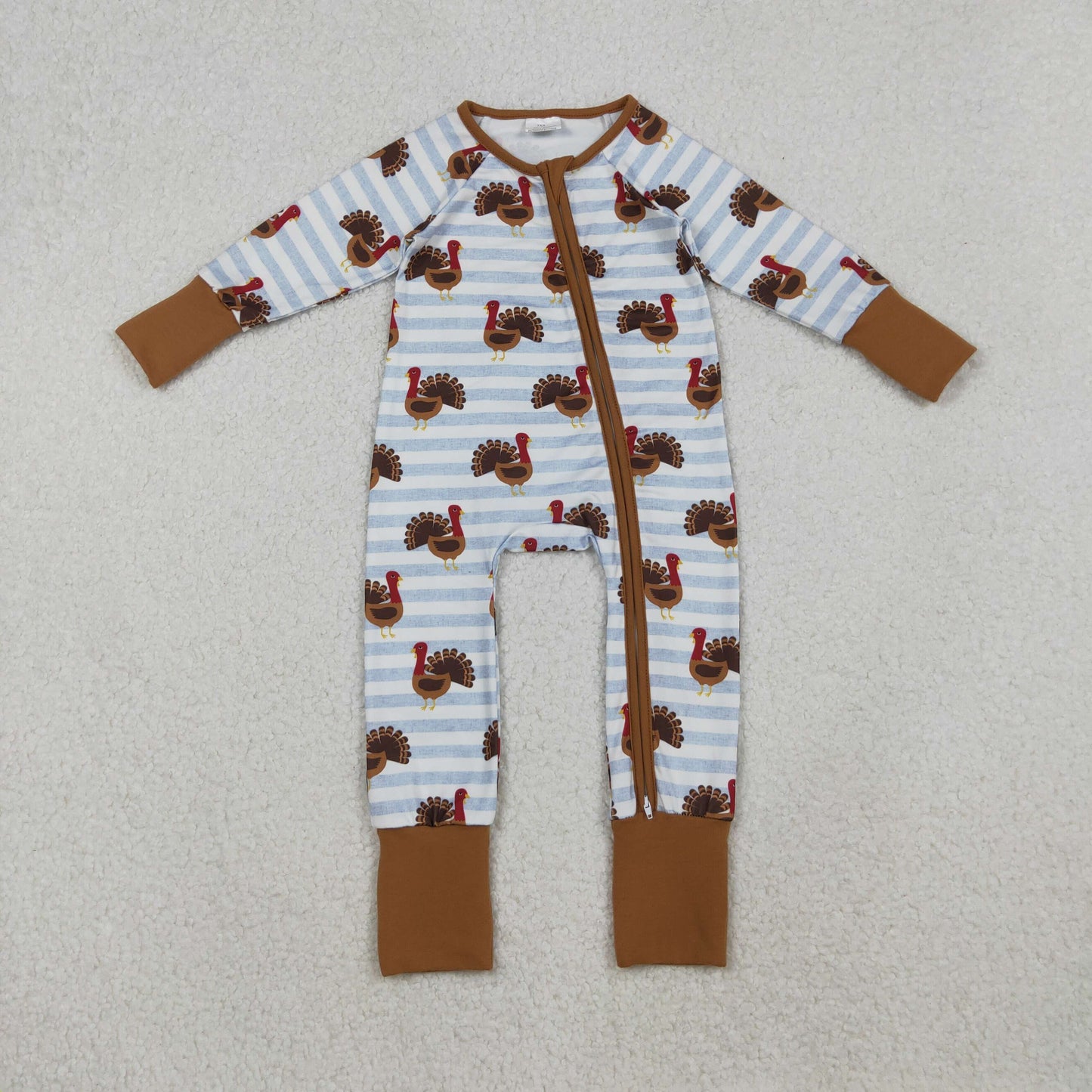 Sibling Baby Kids Turkey Pie Pumpkins Thanksgiving Two Way Zip Convertible Rompers