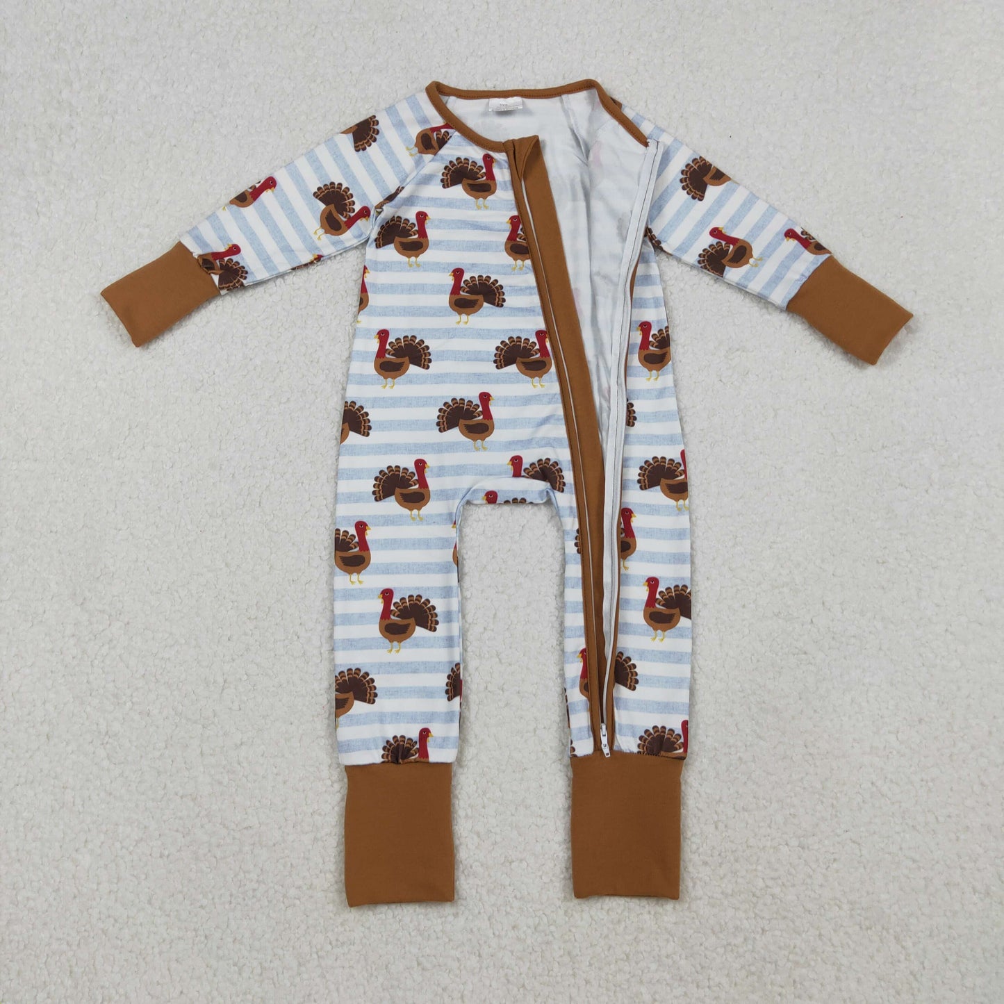 Sibling Baby Boys Girls Long Sleeves Thanksgiving Two Way Zip Convertible Rompers