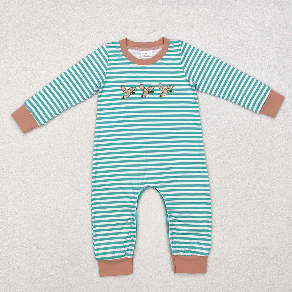Sibling Baby Infant Boys Embroidery Hunting Long Sleeve Rompers