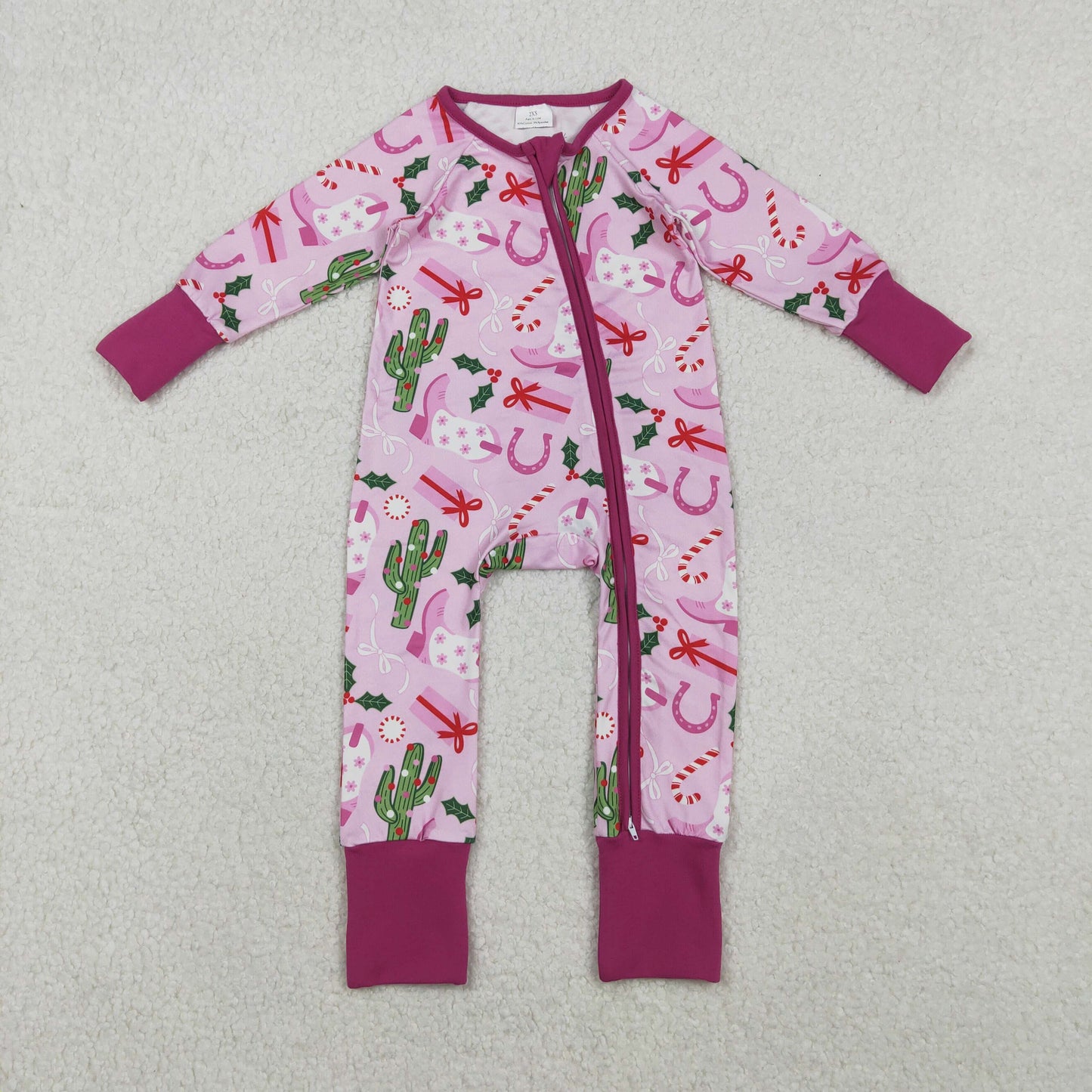 Sibling Baby Kids Holly Bows Santa Christmas Two Way Zip Convertible Rompers