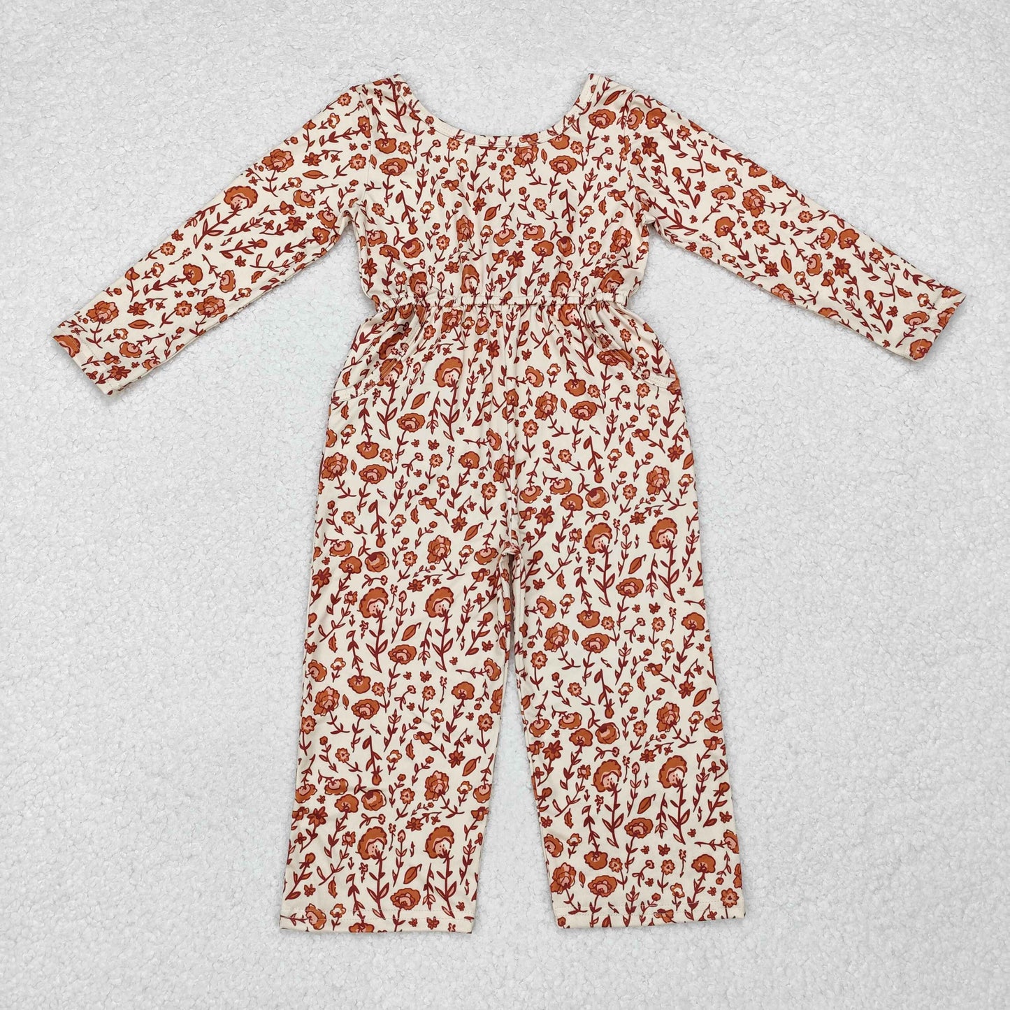 Sibling Baby Girls Long Sleeve Fall Floral Pockets Pants Jumpsuits