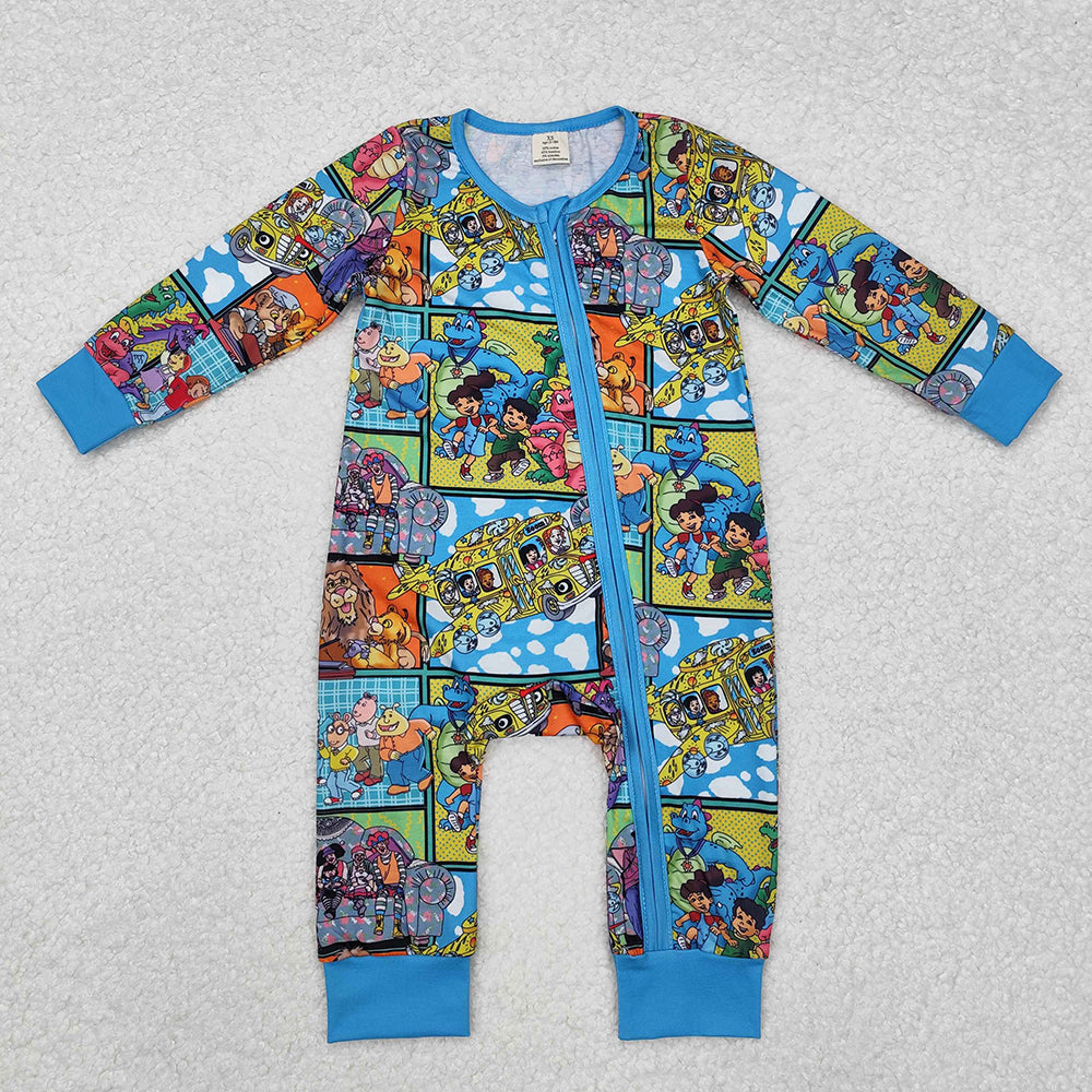 Sibling Baby Boys Cartoon Kid Animals Bamboo Pant Pajamas Sets Zipper Footie Rompers