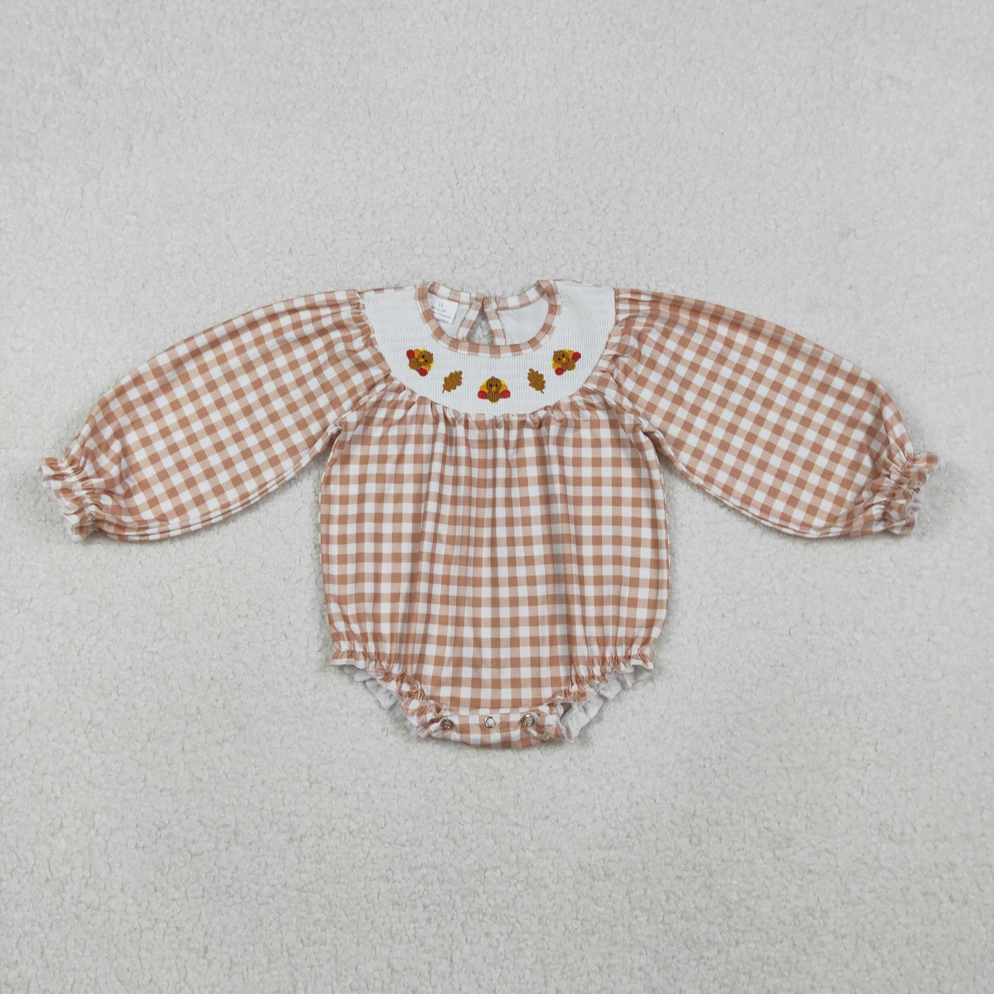 Sibling Smocked Baby Girls Thanksgiving Turkey Bows Ruffle Rompers Dresses