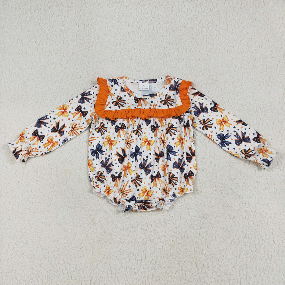 Sibling Baby Girls Halloween Colorful Bows Rompers Outfits Sets