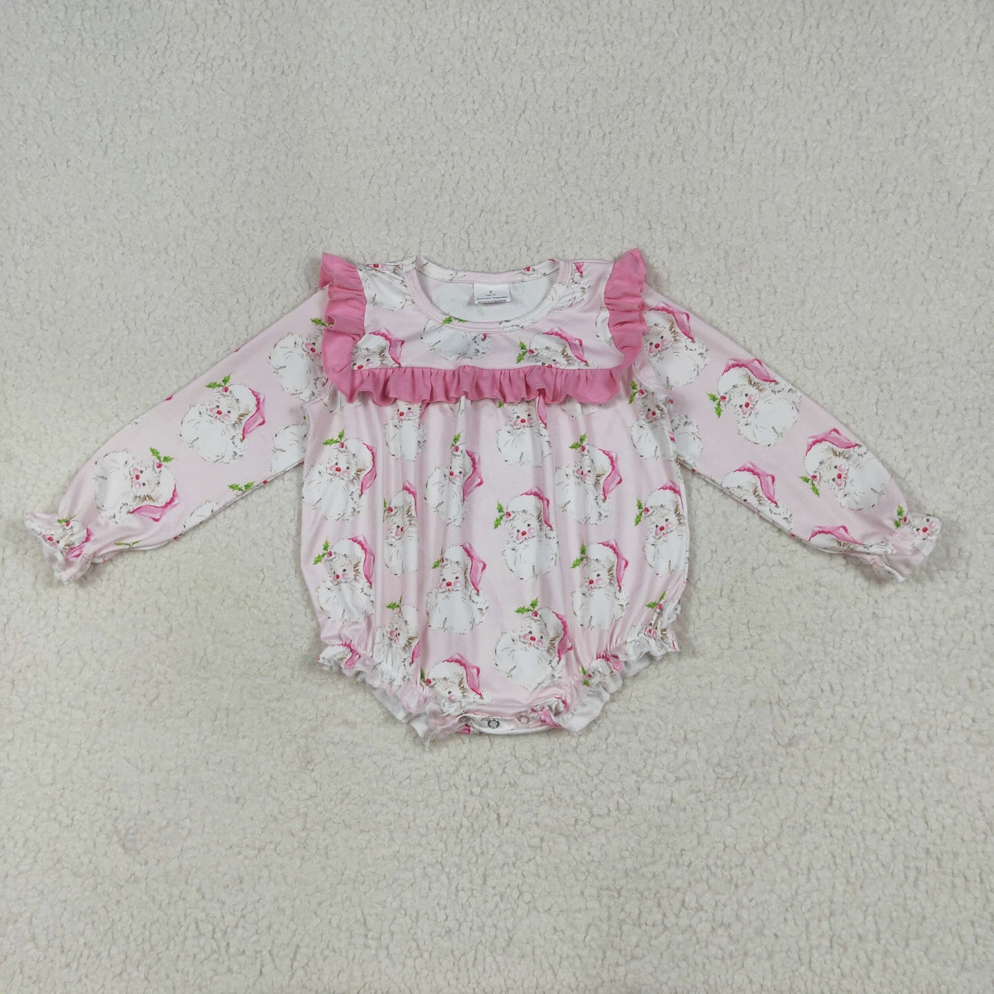 Sibling Baby Girls Christmas Pink Santa Rompers Outfits Sets
