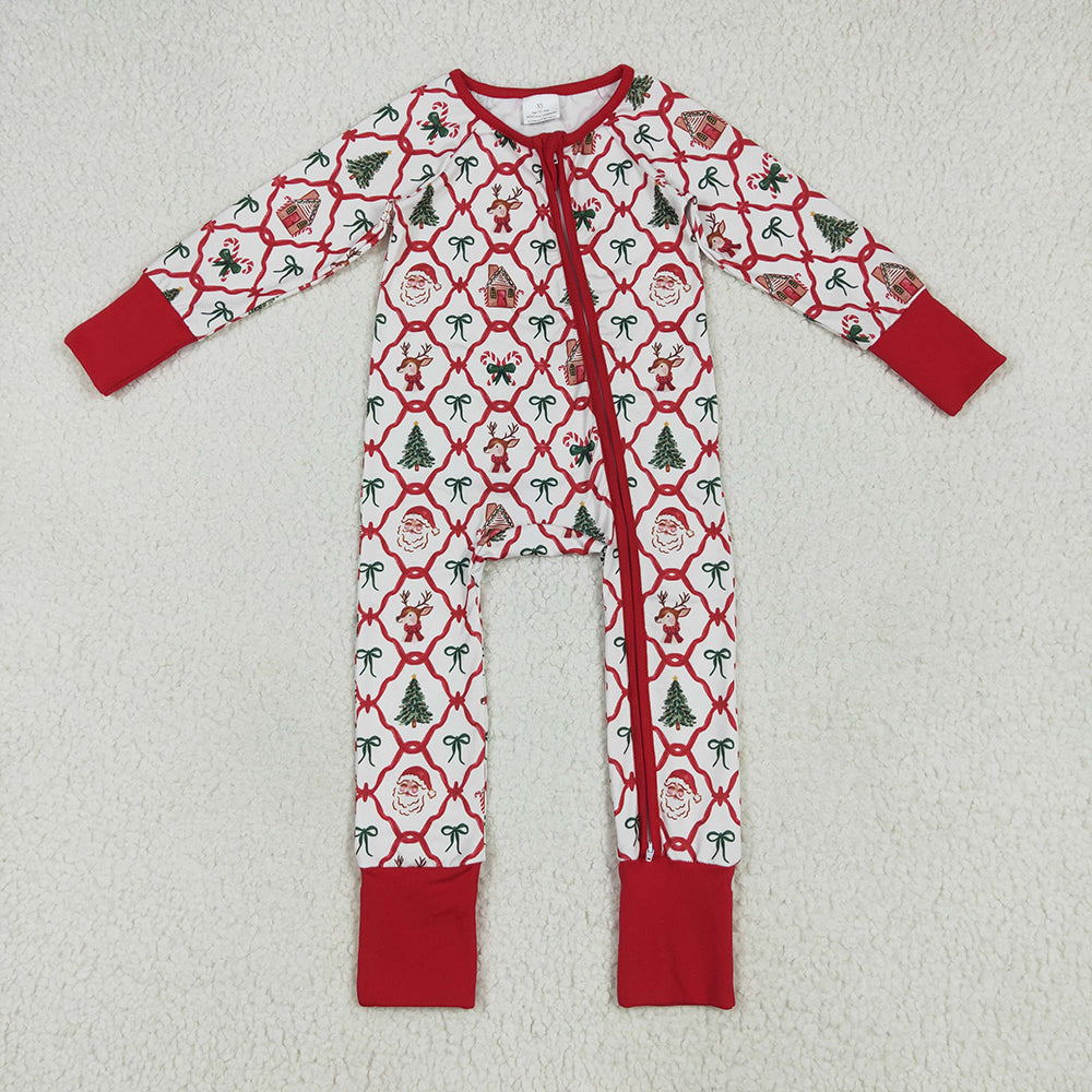 Sibling Boys Baby Girls Holiday Zipper Footie Rompers