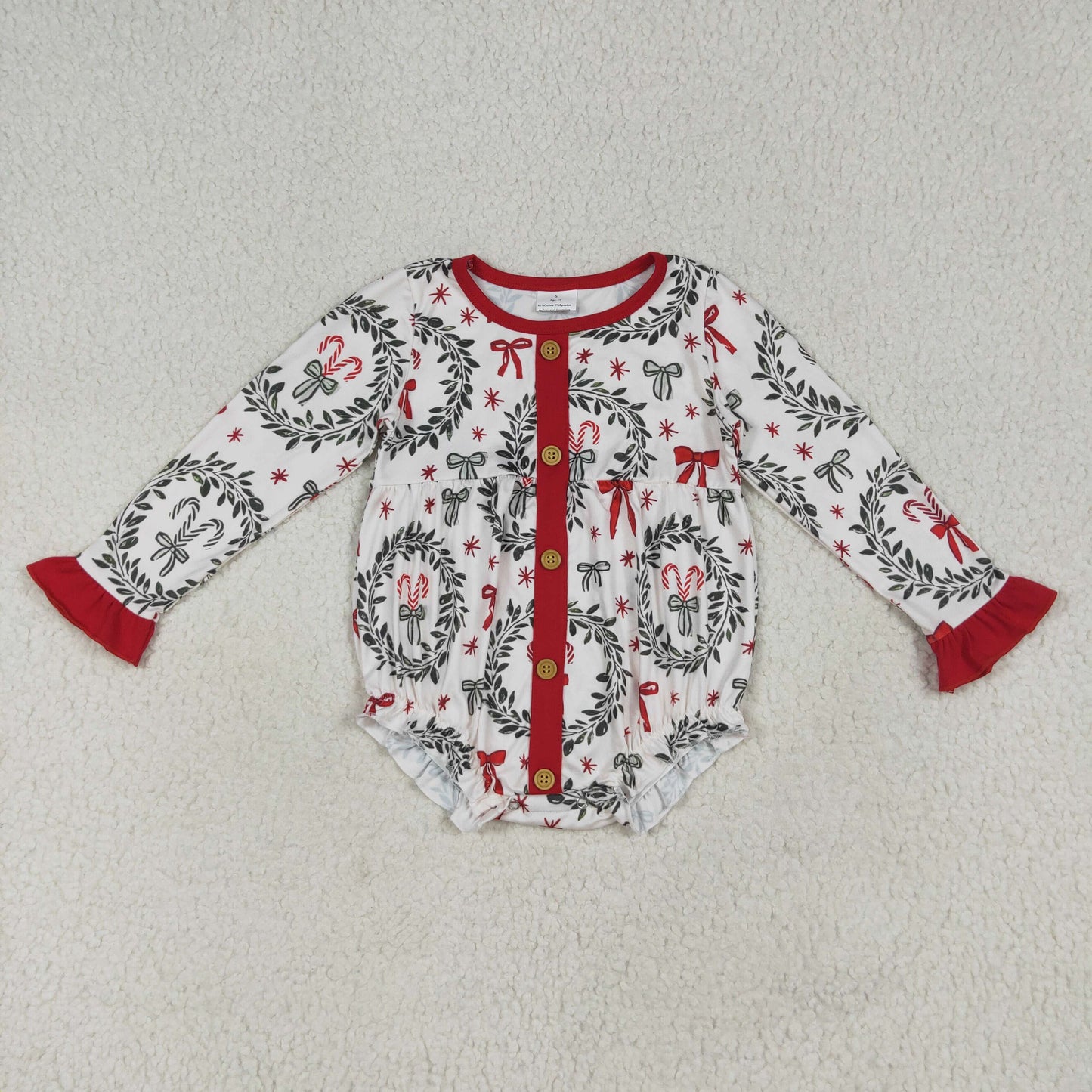 Sibling Baby Girls Christmas Green Red Bows Rompers Dresses
