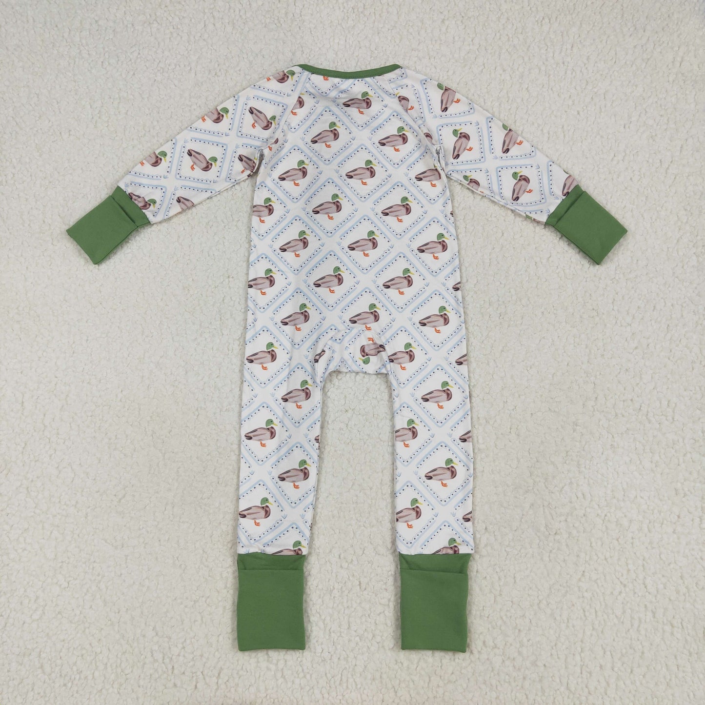 Sibling Baby Kids Ducks Camo Southern Hunting Two Way Zipper Convertible Rompers